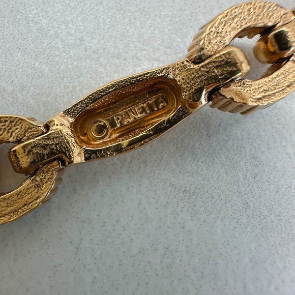 Vintage Panetta rhinestone and gold tone bracelet - Picture 2 of 4